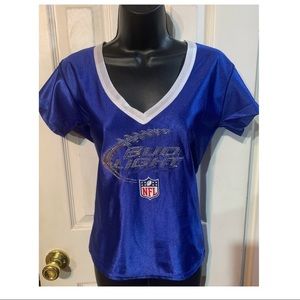 ORIGINAL Bud Girls V Neck Bling Top